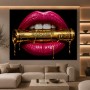 Golden Dollar Lips – Luxus Wandbild als Acrylglasbild