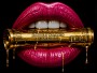 Golden Dollar Lips – Luxus Wandbild als Acrylglasbild