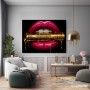 Golden Dollar Lips – Luxus Wandbild als Acrylglasbild