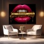 Golden Dollar Lips – Luxus Wandbild als Acrylglasbild