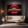 Golden Dollar Lips – Luxus Wandbild als Acrylglasbild