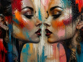 Intensive Begegnung Wandbild als Acrylglasbild