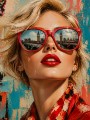 London Glamour Portrait – Wandbild Poster mit roter Sonnenbrille