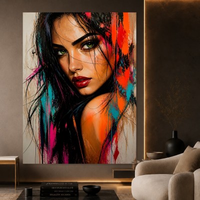 Expressives Porträt Wandbild auf Gallery Leinwand