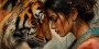 Innige Stärke – Wandbild als Acrylbild mit Tiger und Frau