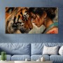 Innige Stärke – Wandbild als Acrylbild mit Tiger und Frau