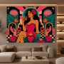 Pop-Art Diva mit Rosen – Modernes Wandbild auf Gallery Leinwand