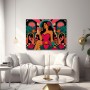 Pop-Art Diva mit Rosen – Modernes Wandbild auf Gallery Leinwand