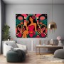 Pop-Art Diva mit Rosen – Modernes Wandbild auf Gallery Leinwand