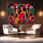 Pop-Art Diva mit Rosen – Modernes Wandbild auf Gallery Leinwand