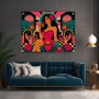Pop-Art Diva mit Rosen – Modernes Wandbild auf Gallery Leinwand