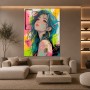 Neon Manga Porträt Wandbild als Poster