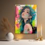 Neon Manga Porträt Wandbild als Poster