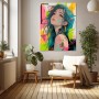 Neon Manga Porträt Wandbild als Poster