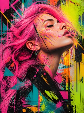 Neon Muse – Pop Art Wandbild auf Gallery Leinwand