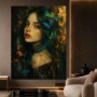 Mystische Schmetterlings-Muse als Acrylbild Wandbild in Petrol und Gold