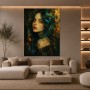 Mystische Schmetterlings-Muse als Acrylbild Wandbild in Petrol und Gold