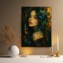 Mystische Schmetterlings-Muse als Acrylbild Wandbild in Petrol und Gold
