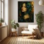 Mystische Schmetterlings-Muse als Acrylbild Wandbild in Petrol und Gold