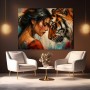 Tigerflüstern – Wandbild und Acrylglasbild mit Frau und Raubkatze