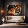 Tigerflüstern – Wandbild und Acrylglasbild mit Frau und Raubkatze