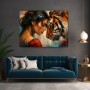 Tigerflüstern – Wandbild und Acrylglasbild mit Frau und Raubkatze