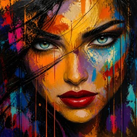 Farbintensives Porträt – Modernes Wandbild als Gallery Leinwand