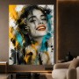 Lebendiges Pop-Art-Porträt in Türkis und Orange – Wandbild Poster