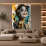 Lebendiges Pop-Art-Porträt in Türkis und Orange – Wandbild Poster