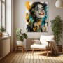 Lebendiges Pop-Art-Porträt in Türkis und Orange – Wandbild Poster