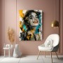 Lebendiges Pop-Art-Porträt in Türkis und Orange – Wandbild Poster