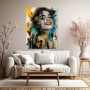 Lebendiges Pop-Art-Porträt in Türkis und Orange – Wandbild Poster