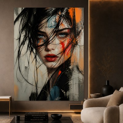 Intensiver Blick – Modernes Wandbild auf Gallery Leinwand