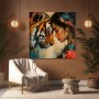Tiger und Frau – Modernes Wandbild als Gallery Leinwand