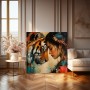 Tiger und Frau – Modernes Wandbild als Gallery Leinwand