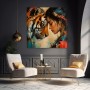 Tiger und Frau – Modernes Wandbild als Gallery Leinwand