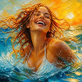 Sonnenfreude am Meer – Wandbild auf Gallery Leinwand