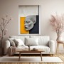 Graue Profilskulptur vor Gelb und Schwarz – Modernes Wandbild als Acrylglasbild
