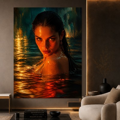 Glühendes Wasserporträt als Wandbild & Poster