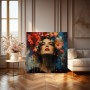 Florale Muse - Leinwandbild und Acrylbild mit expressivem Porträt