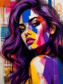 Violettes Pop-Art Porträt – Wandbild Poster in leuchtenden Farben