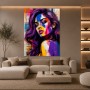 Violettes Pop-Art Porträt – Wandbild Poster in leuchtenden Farben