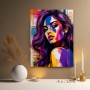 Violettes Pop-Art Porträt – Wandbild Poster in leuchtenden Farben