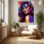 Violettes Pop-Art Porträt – Wandbild Poster in leuchtenden Farben