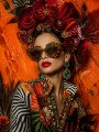 Exotische Diva mit Blumenkrone – Gallery Leinwand & Poster