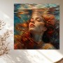 Unterwasser-Porträt mit rotem Haar – Wandbild als Leinwandbild