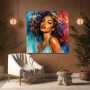 Farbenstarkes Porträt Wandbild als Poster – Glamour in Türkis und Orange