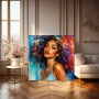 Farbenstarkes Porträt Wandbild als Poster – Glamour in Türkis und Orange