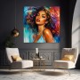 Farbenstarkes Porträt Wandbild als Poster – Glamour in Türkis und Orange