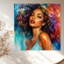Farbenstarkes Porträt Wandbild als Poster – Glamour in Türkis und Orange